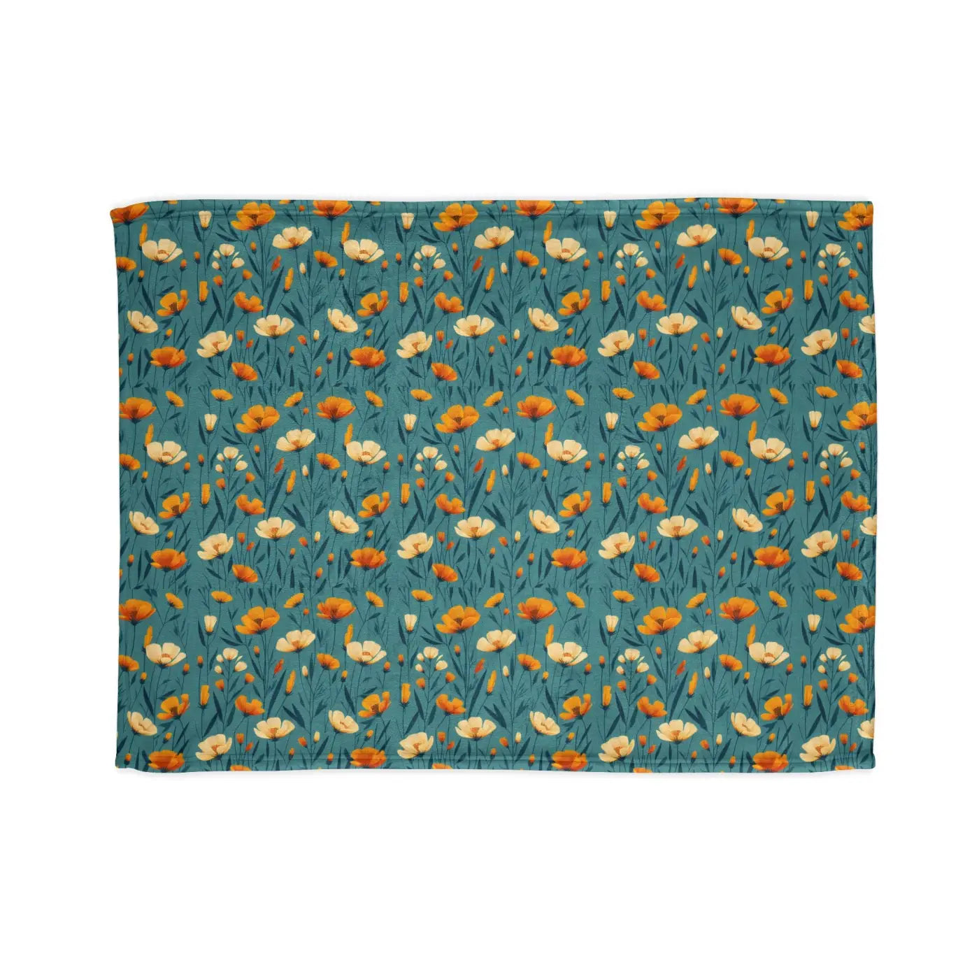 Wild Flowers Soft Polyester Blanket - Teal One-Sided Print - DipaliZ