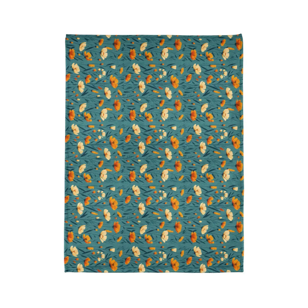 Wild Flowers Soft Polyester Blanket - Teal One-Sided Print - DipaliZ