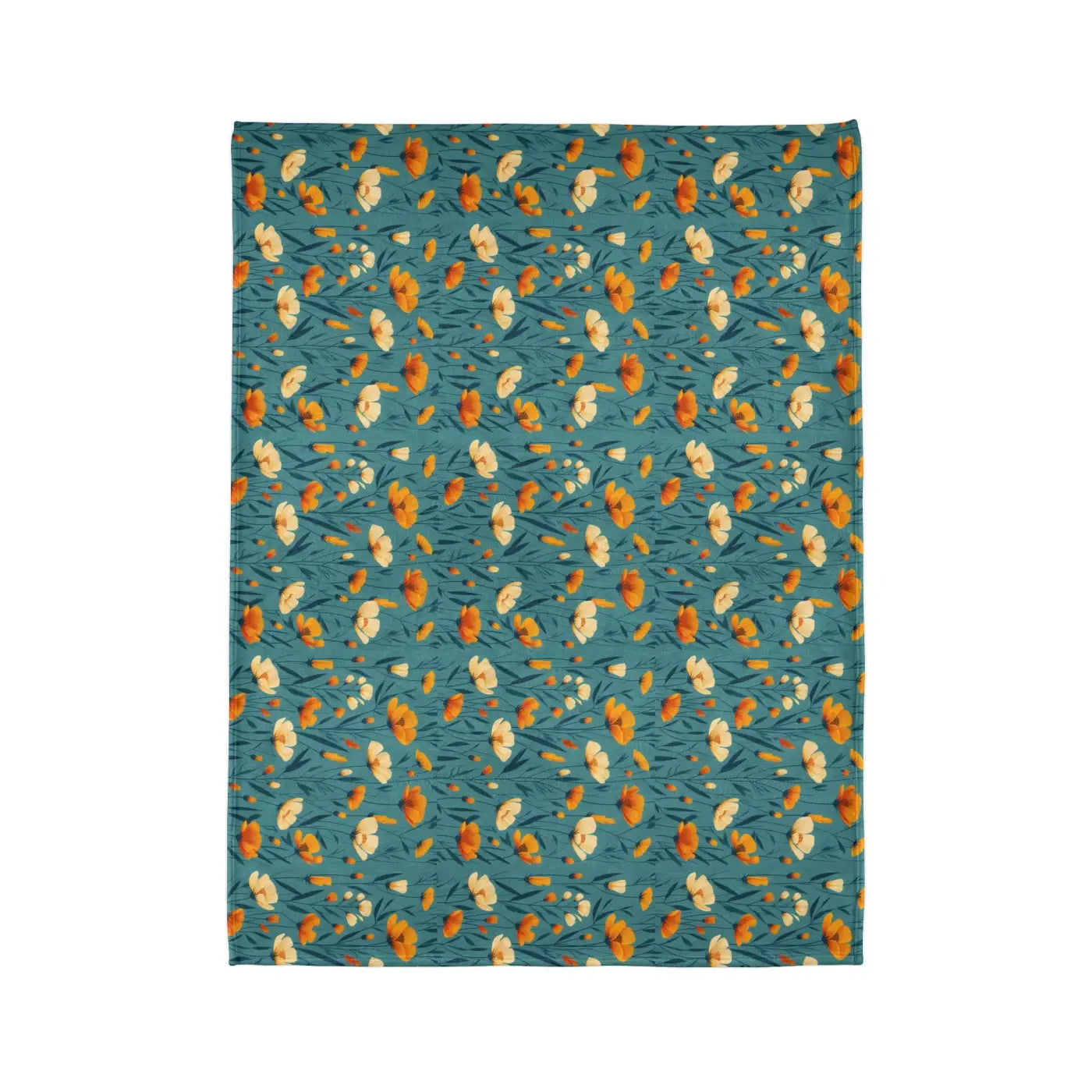 Wild Flowers Soft Polyester Blanket - Teal One-Sided Print - DipaliZ