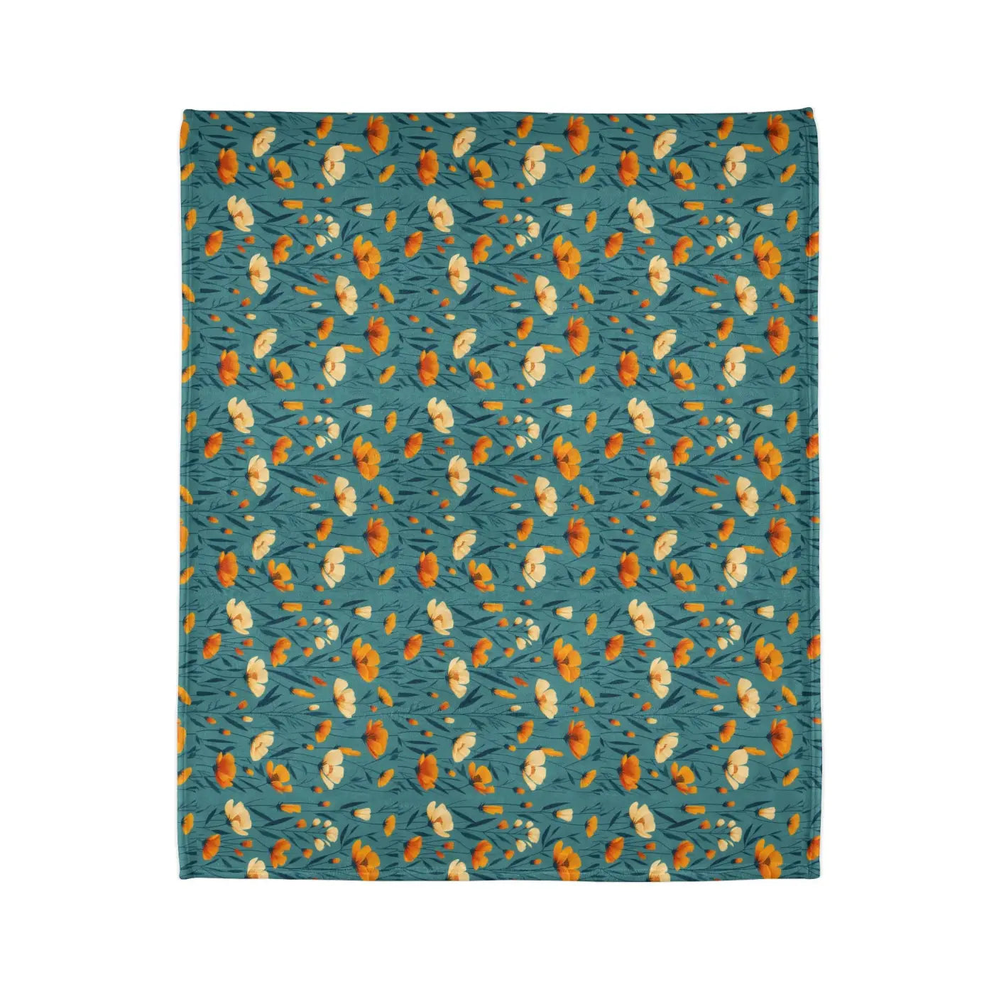 Wild Flowers Soft Polyester Blanket - Teal One-Sided Print - DipaliZ