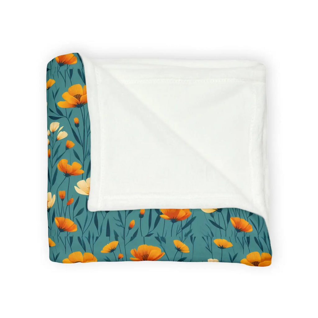 Wild Flowers Soft Polyester Blanket - Teal One-Sided Print - DipaliZ