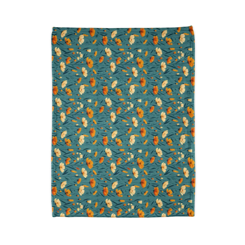 Wild Flowers Soft Polyester Blanket - Teal One-Sided Print - DipaliZ