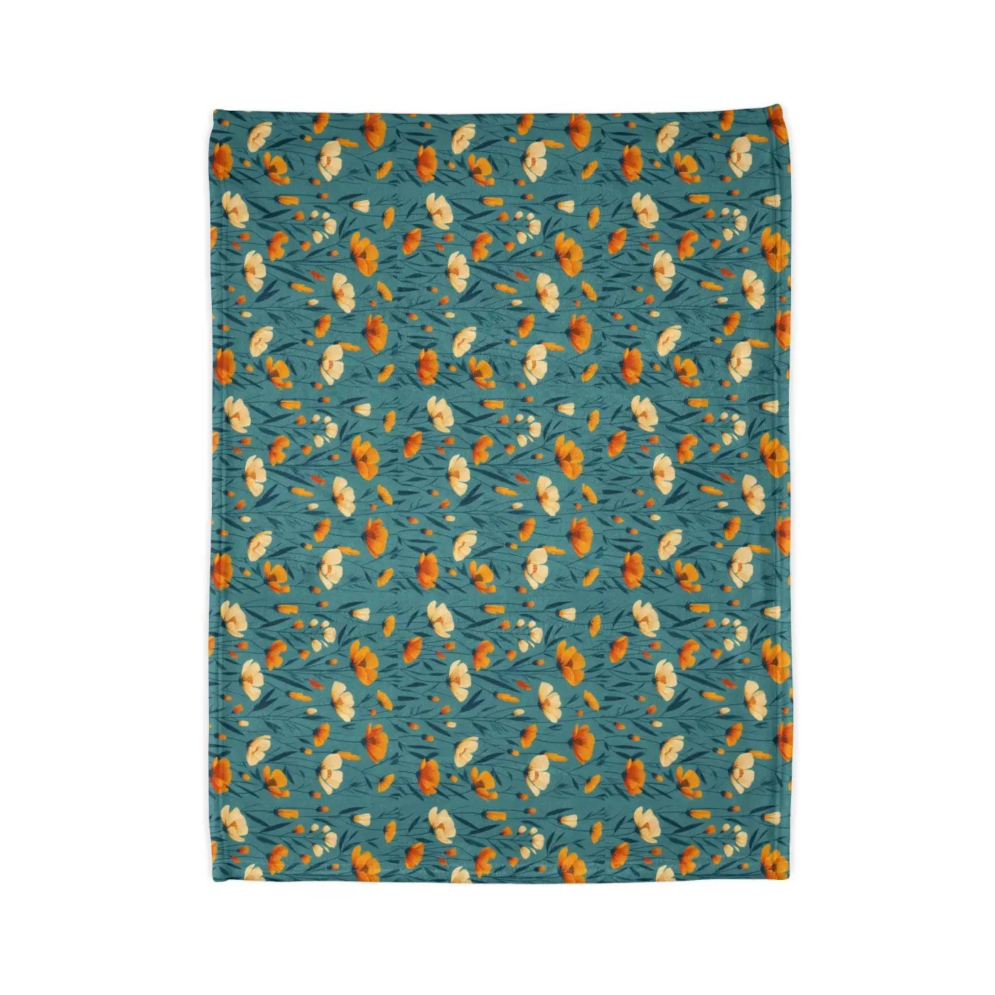 Wild Flowers Soft Polyester Blanket - Teal One-Sided Print - DipaliZ