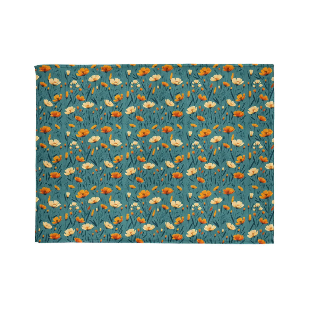 Wild Flowers Soft Polyester Blanket - Teal One-Sided Print - DipaliZ