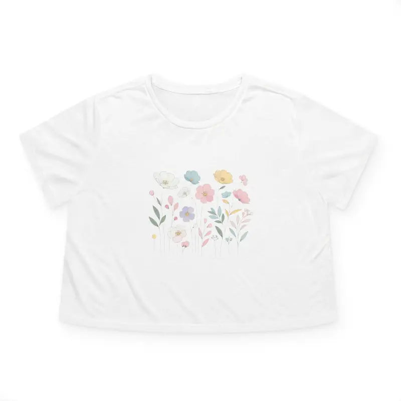 Wild Spring Flowers Flowy Cropped Tee - Women's Fashion - DipaliZ