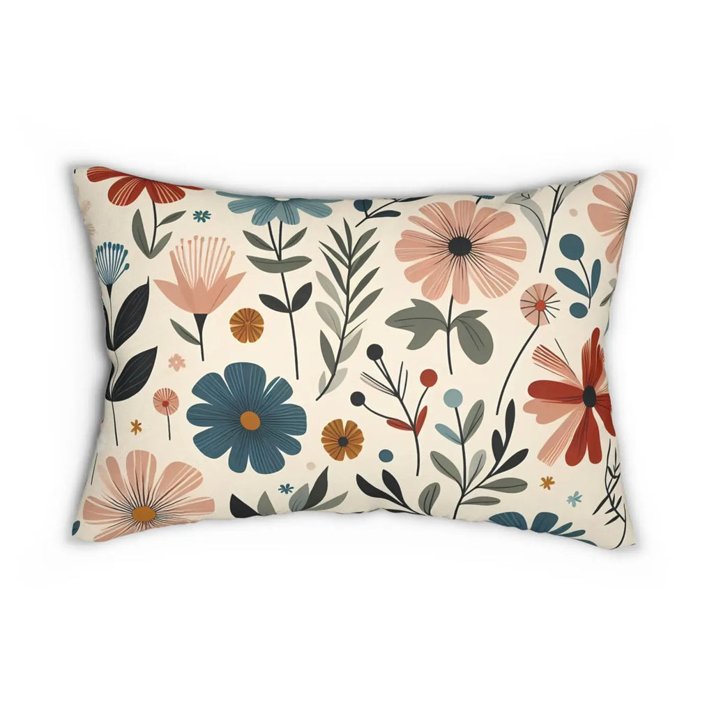 Wildflower Spun Polyester Lumbar Pillow - Vibrant Nature Decor - DipaliZ