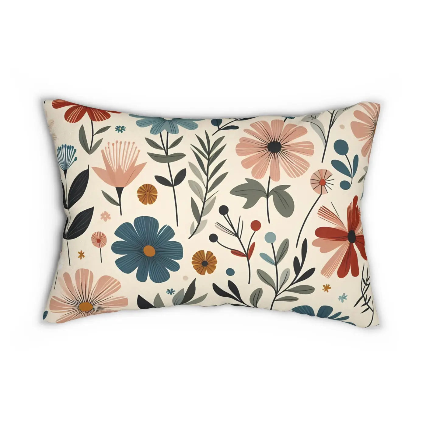 Wildflower Spun Polyester Lumbar Pillow - Vibrant Nature Decor - DipaliZ