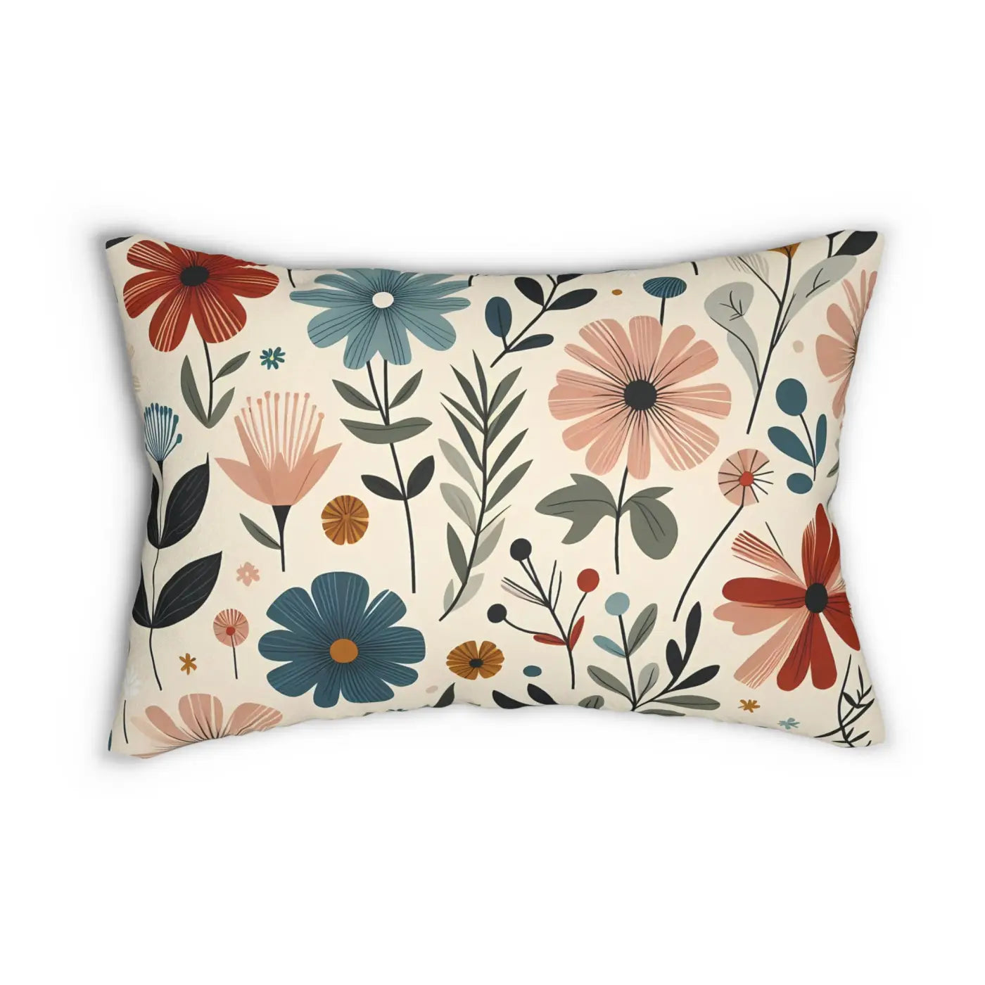Wildflower Spun Polyester Lumbar Pillow - Vibrant Nature Decor - DipaliZ