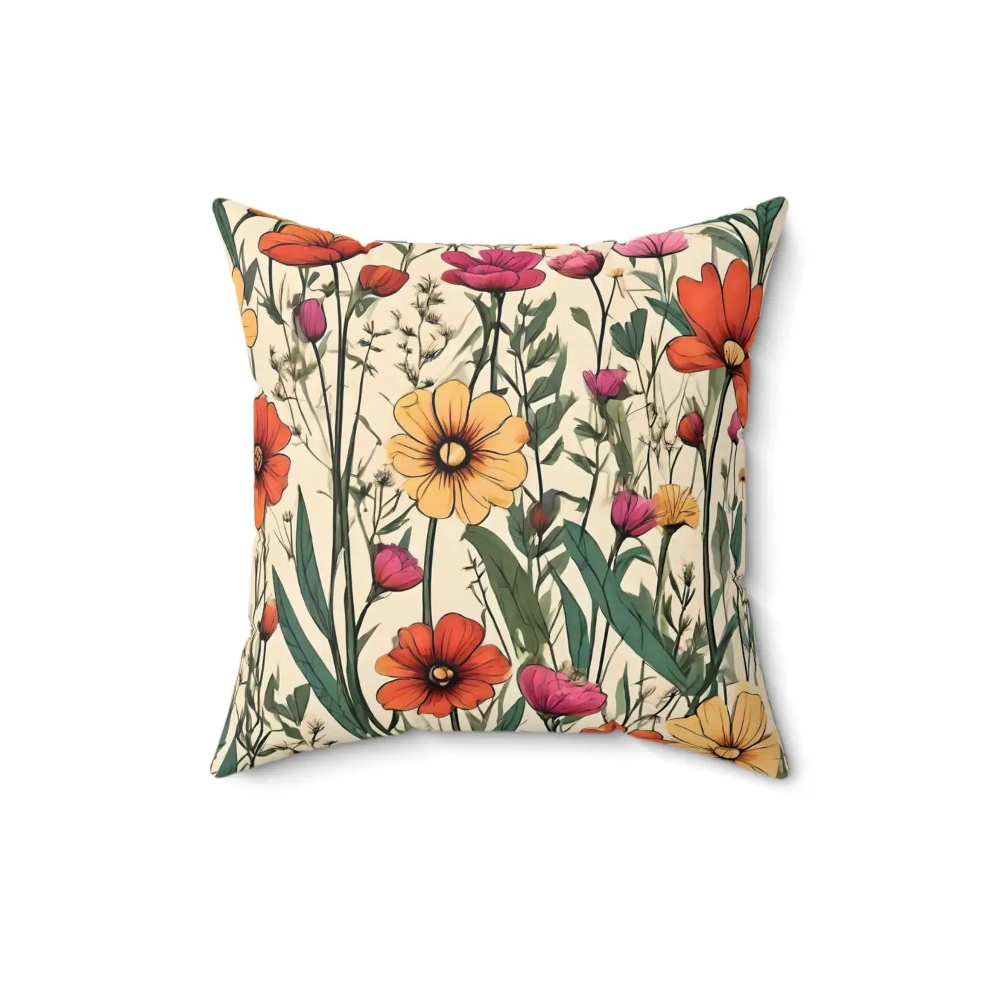 Wildflower Spun Polyester Square Pillow - Cozy Home Decor - DipaliZ