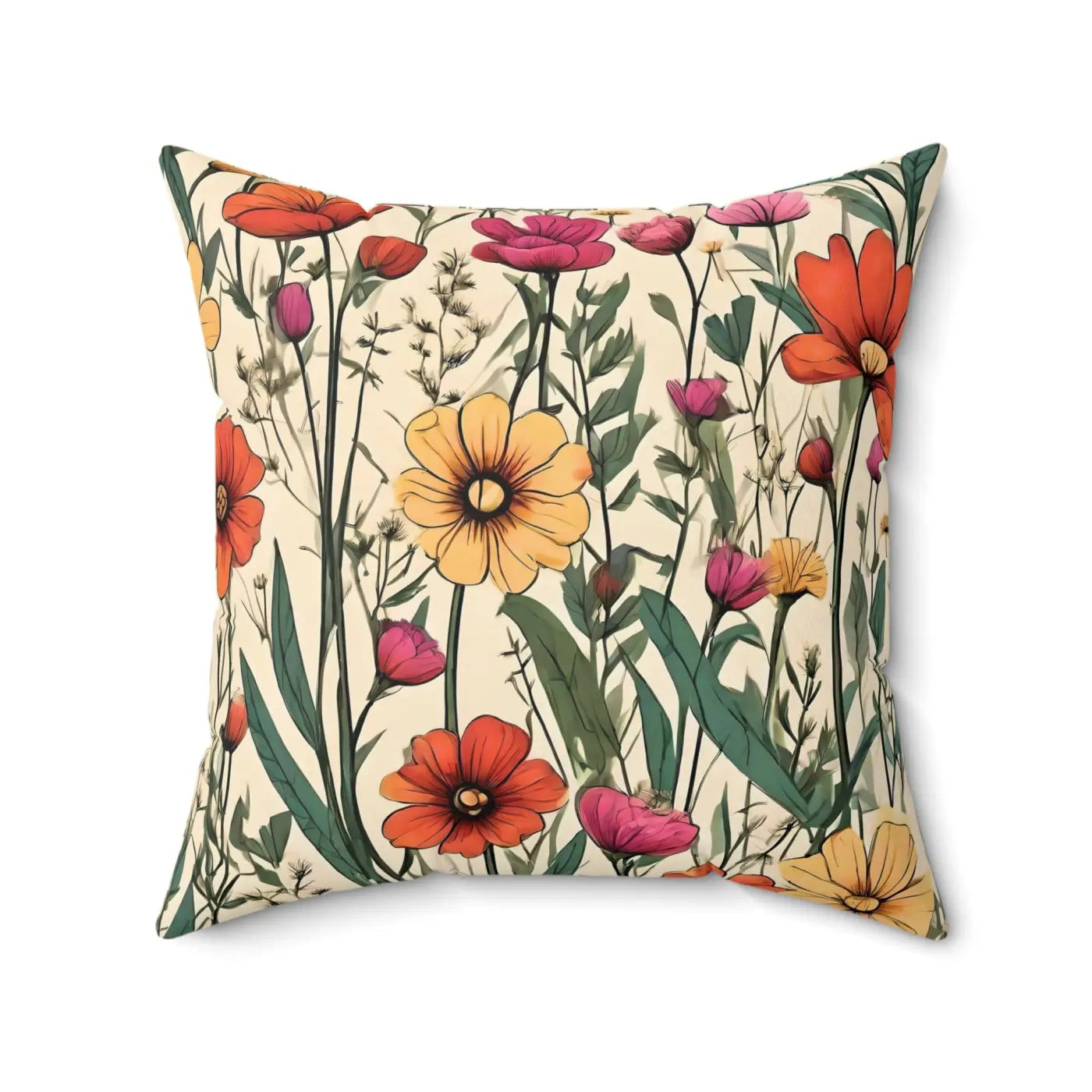 Wildflower Spun Polyester Square Pillow - Cozy Home Decor - DipaliZ