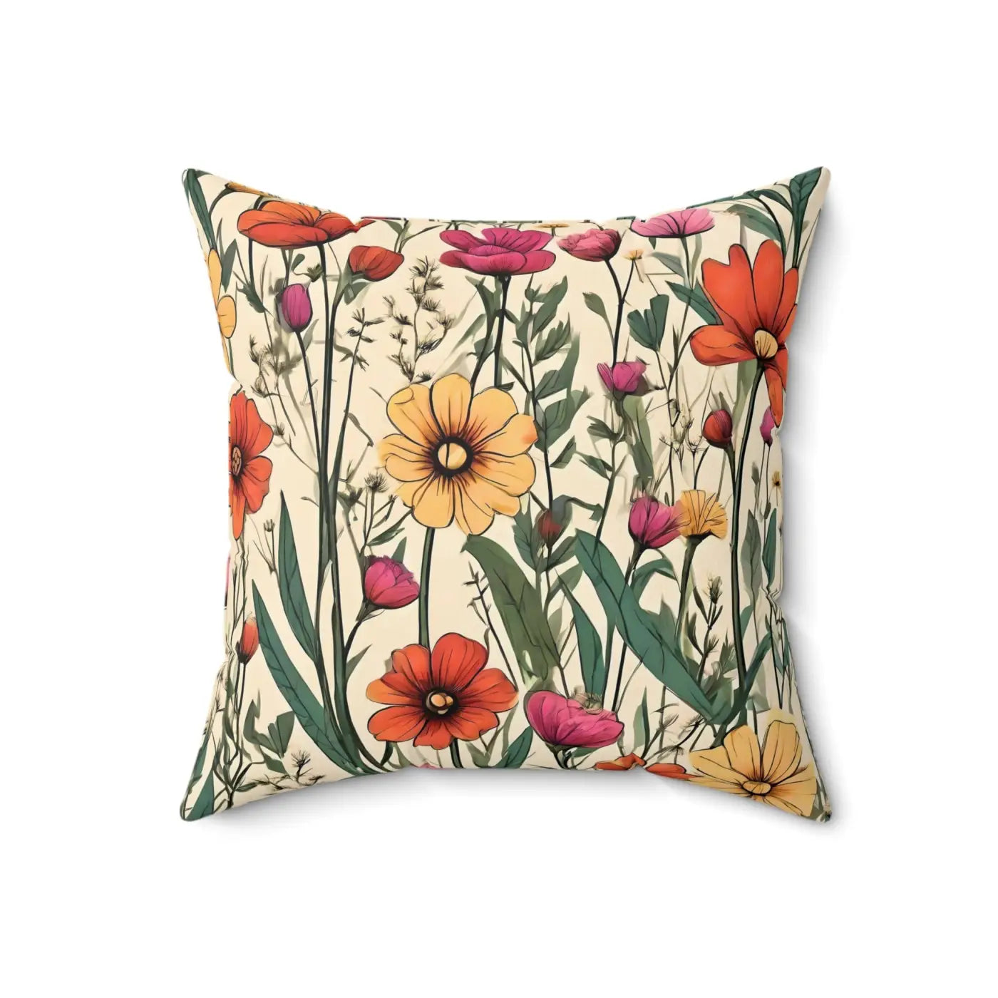 Wildflower Spun Polyester Square Pillow - Cozy Home Decor - DipaliZ