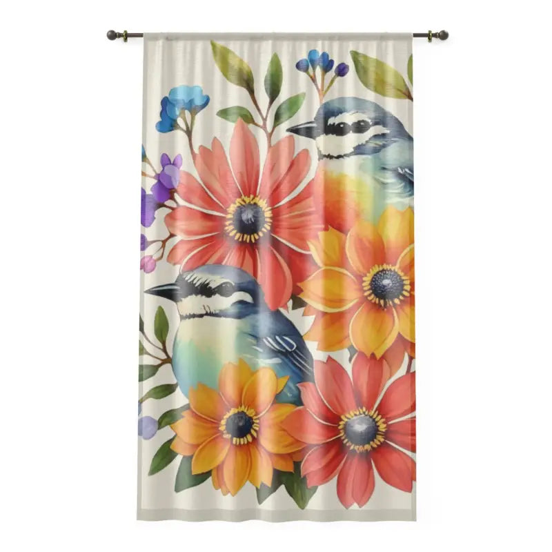 Birds Window Curtain - Vibrant Artistic Home Decor - DipaliZ