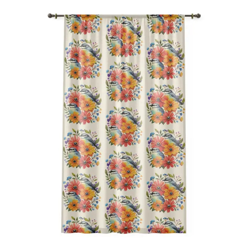 Window Curtain - Birds and Flowers Eco-Friendly Design - DipaliZ