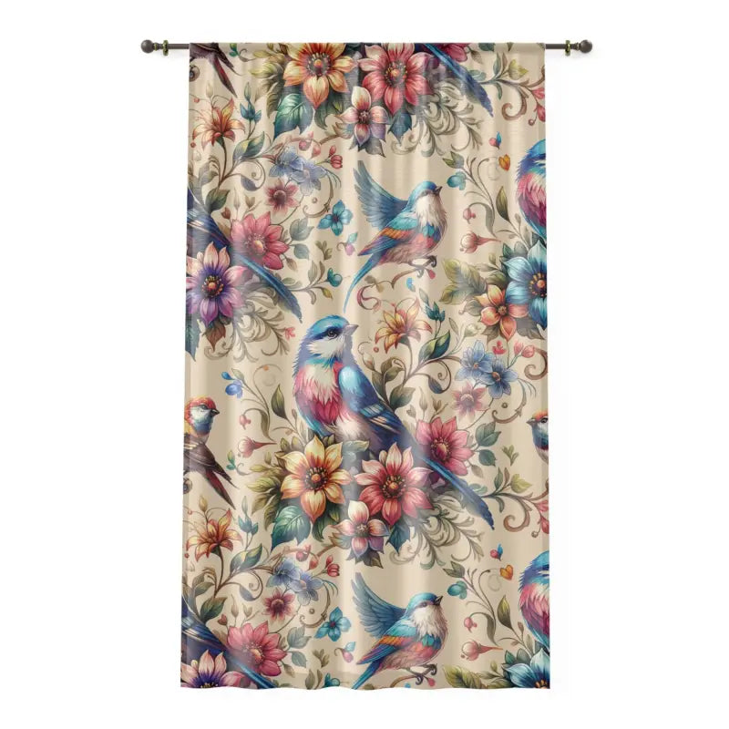 Birds Polyester Curtain - Floral Window Treatment - DipaliZ