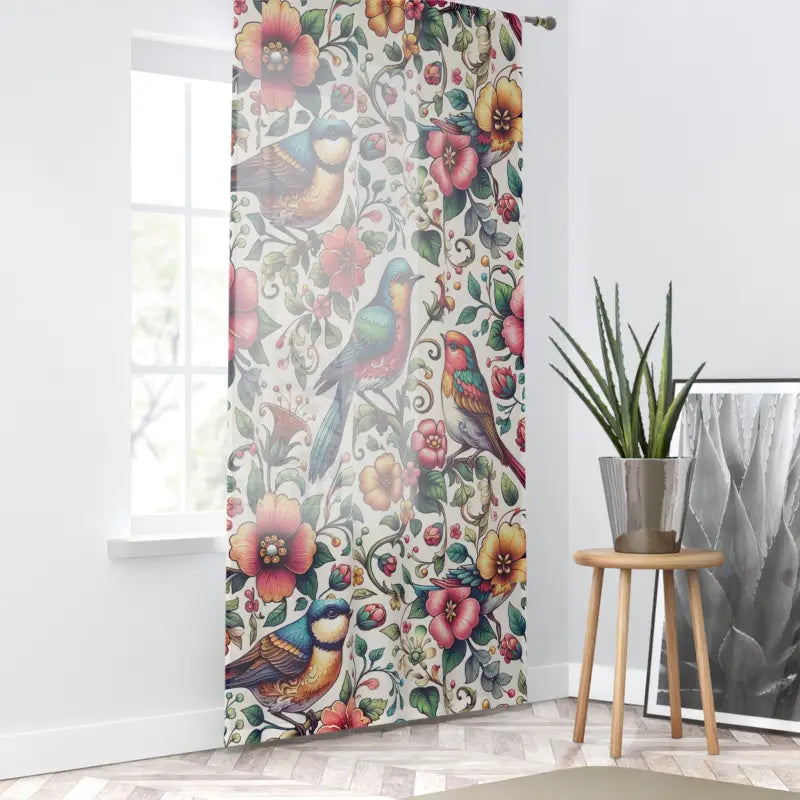 Vibrant Window Curtain - Colorful Birds and Flowers - DipaliZ