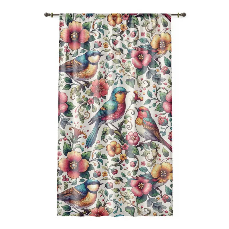 Vibrant Window Curtain - Colorful Birds and Flowers - DipaliZ