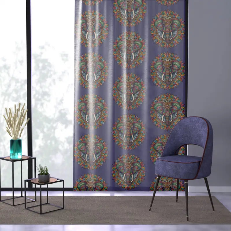 Window Curtain - Elephant Mandal Art Polyester - DipaliZ