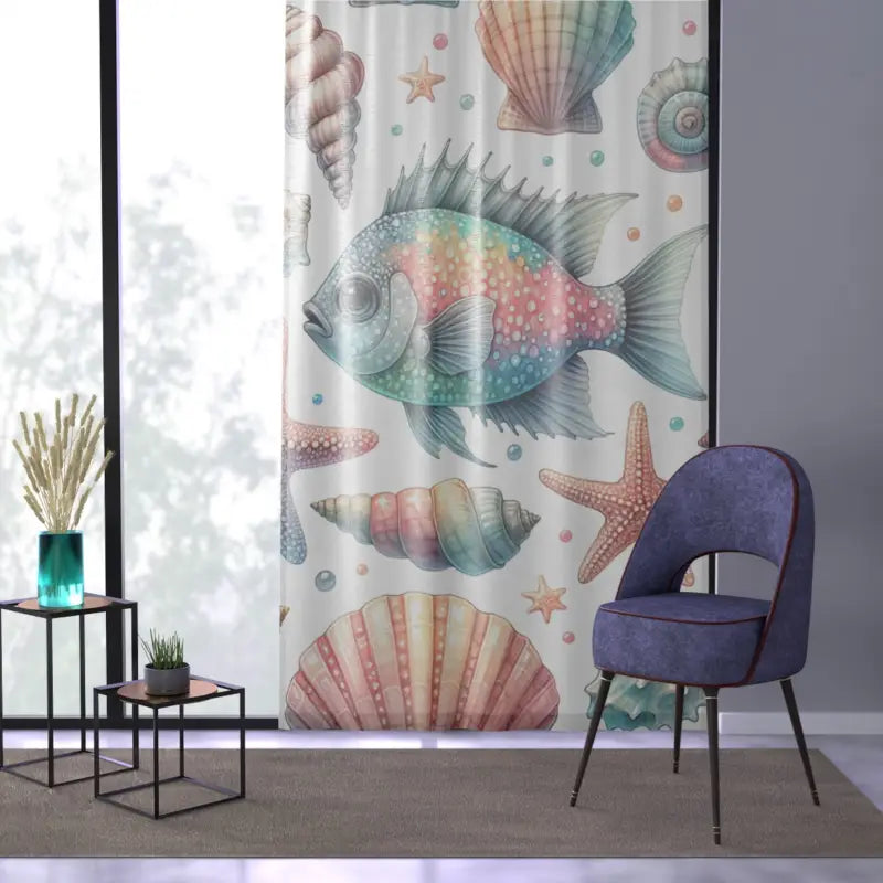 Marine Life Window Curtain - Ocean Themed Home Decor - DipaliZ