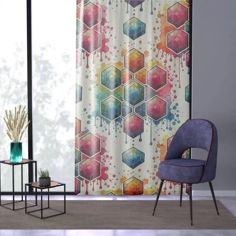 Geometrical Pattern Window Curtain - Artistic Design - DipaliZ