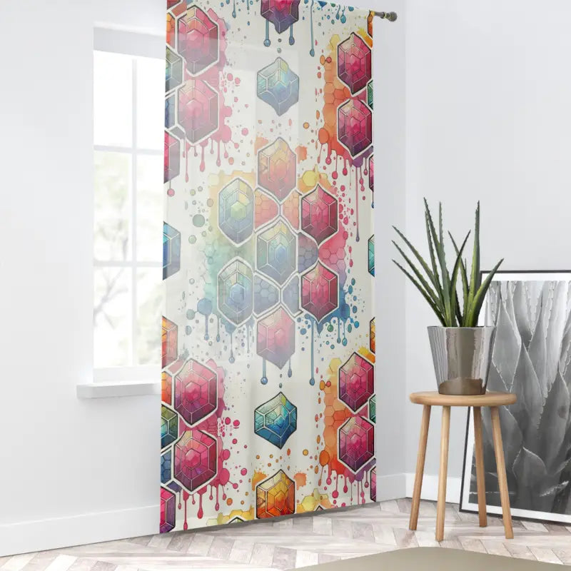 Geometrical Pattern Window Curtain - Artistic Design - DipaliZ