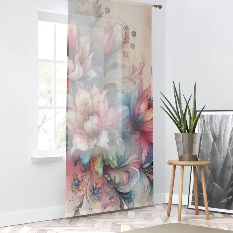 Floral Window Curtain - Watercolor Flowers Polyester - DipaliZ