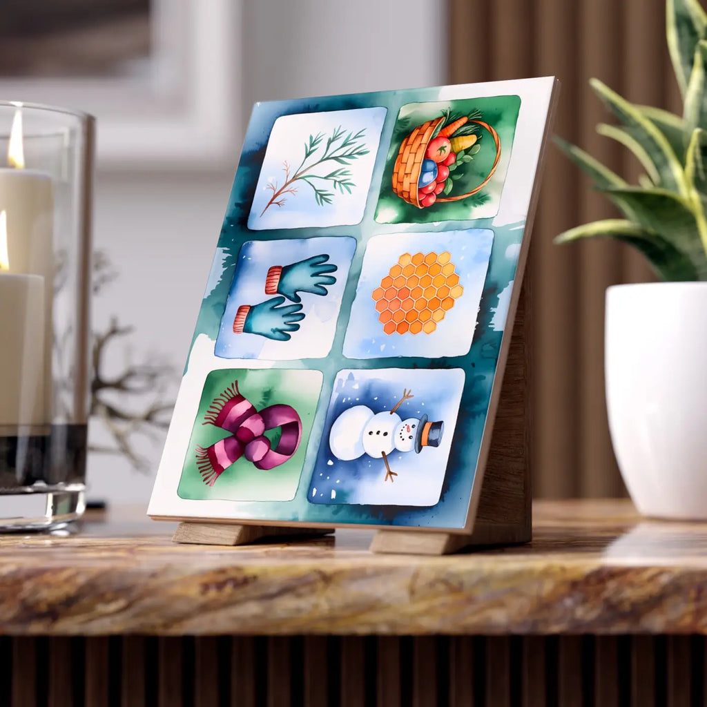 Winter Charm Ceramic Photo Wall Tile - Cozy Snowman Design - DipaliZ