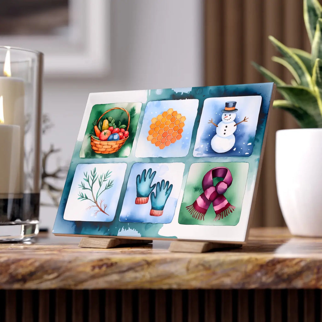 Winter Charm Ceramic Photo Wall Tile - Cozy Snowman Design - DipaliZ