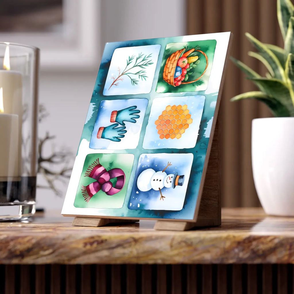 Winter Charm Ceramic Photo Wall Tile - Cozy Snowman Design - DipaliZ
