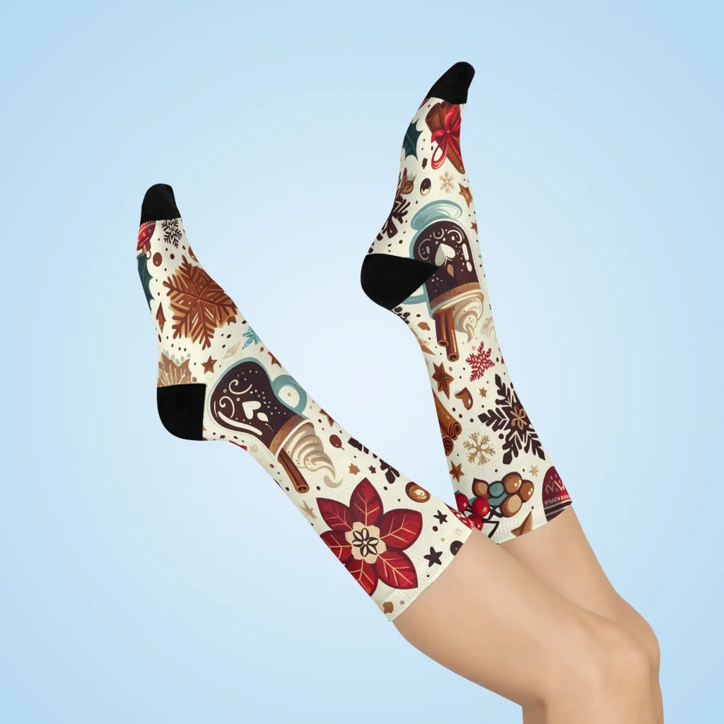 Mocha Latte Crew Socks - Winter Comfort and Style - DipaliZ