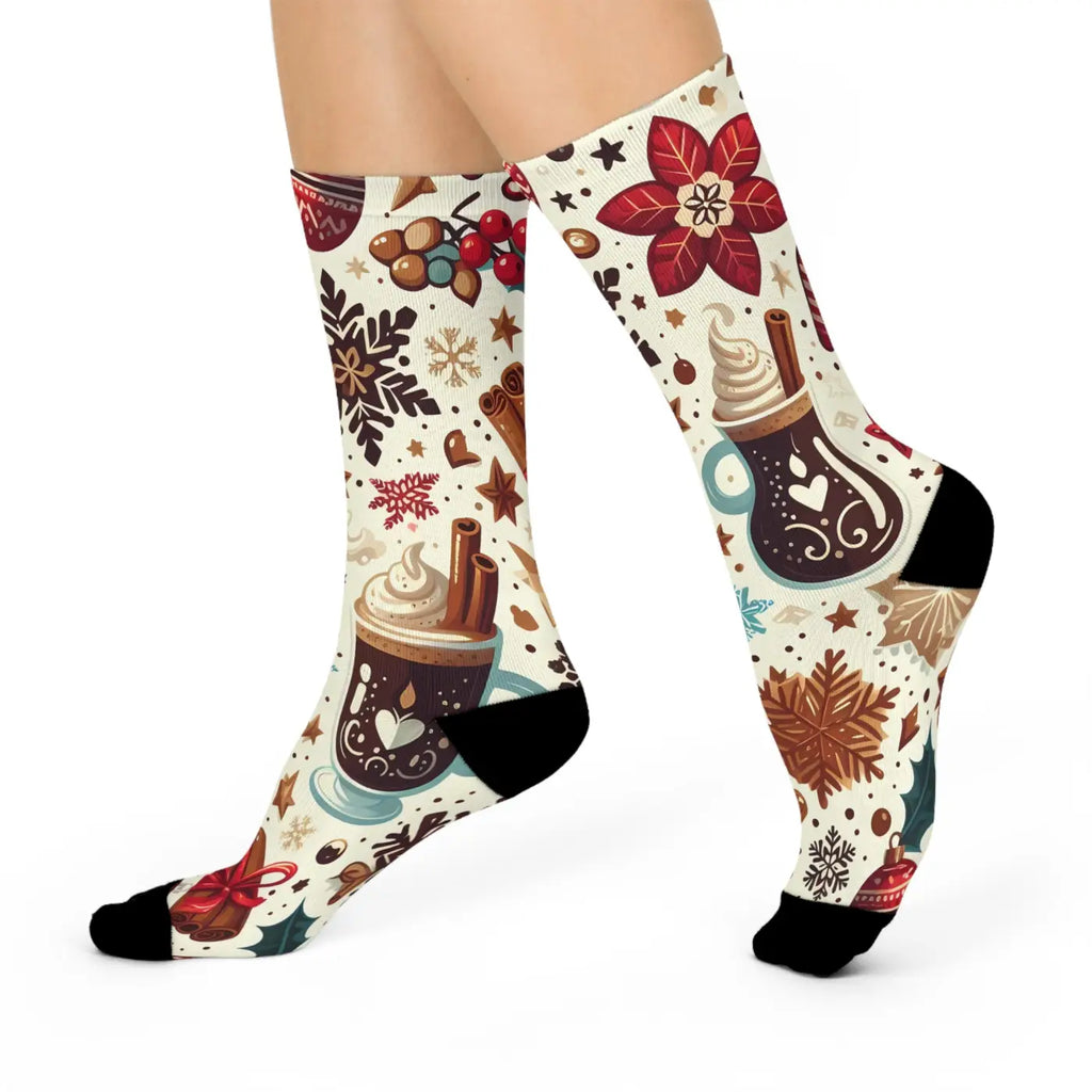 Mocha Latte Crew Socks - Winter Comfort and Style - DipaliZ