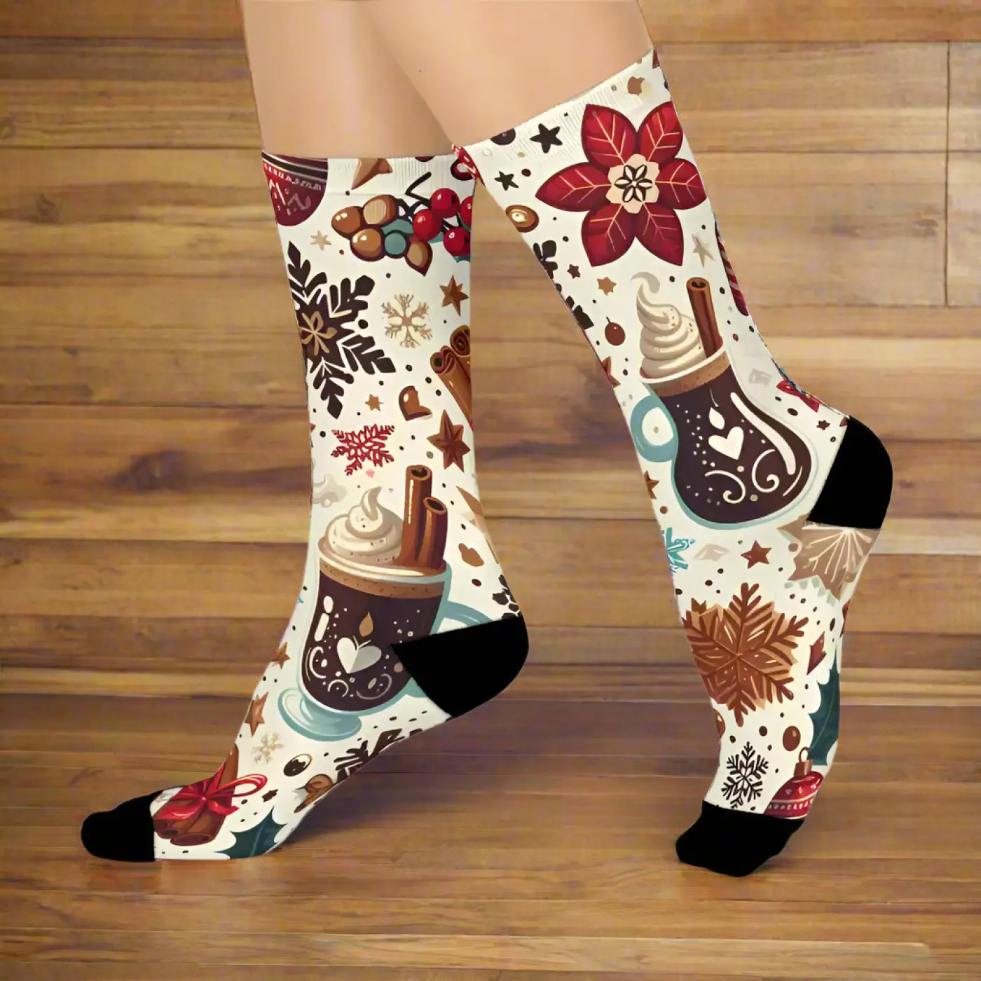 Mocha Latte Crew Socks - Winter Comfort and Style - DipaliZ