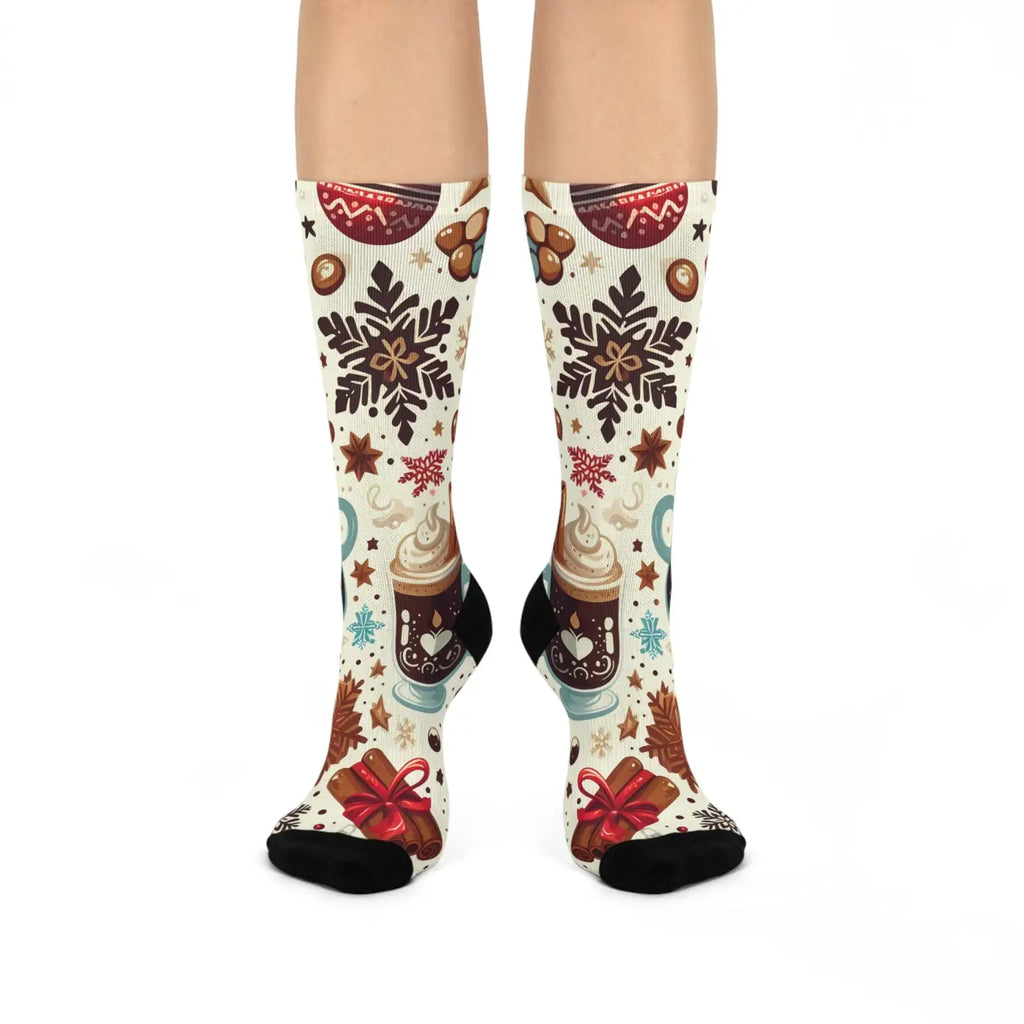 Mocha Latte Crew Socks - Winter Comfort and Style - DipaliZ