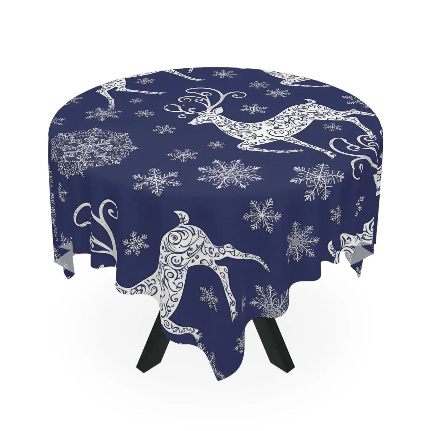 Nordic Winter Snowflake Tablecloth - Deep Navy Polyester - DipaliZ