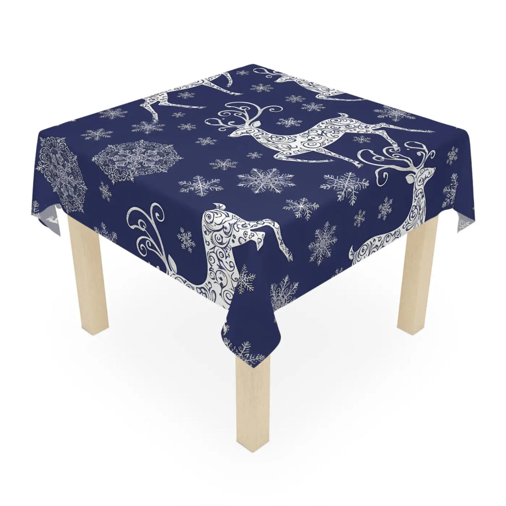 Nordic Winter Snowflake Tablecloth - Deep Navy Polyester - DipaliZ