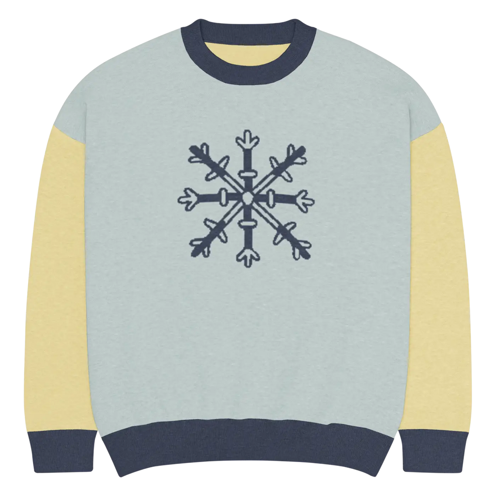 Snowflake Colorblock Knitted Crew Neck Sweater - Winter - DipaliZ