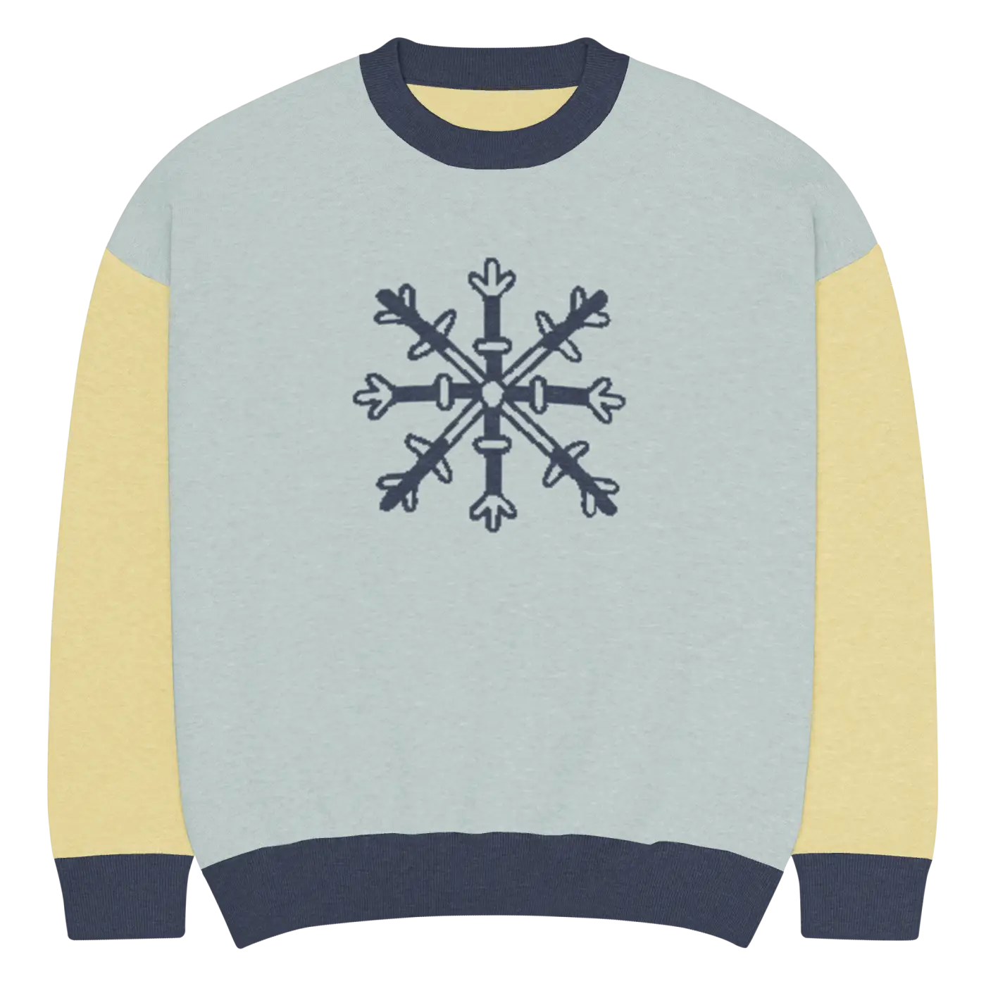 Snowflake Colorblock Knitted Crew Neck Sweater - Winter - DipaliZ