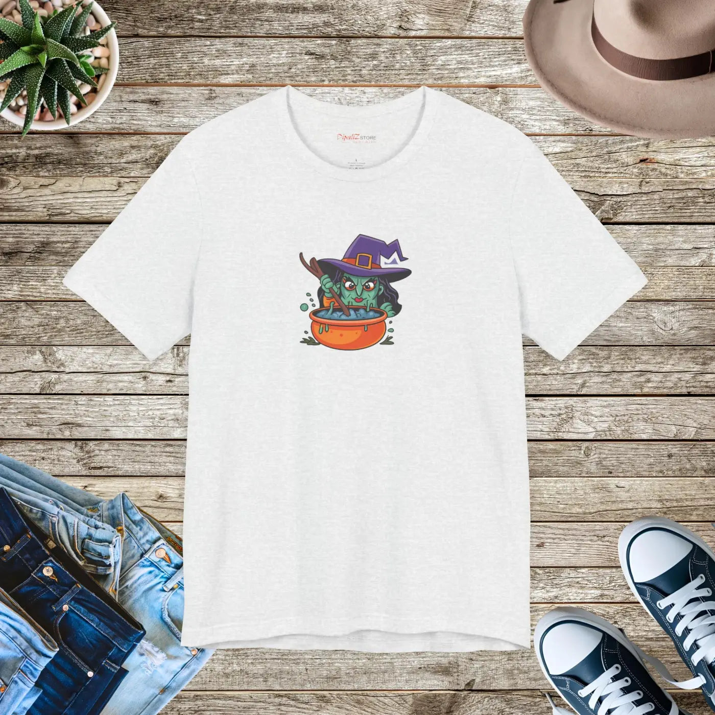 Short Sleeve Witch Tee - Halloween Brewing Magic - DipaliZ