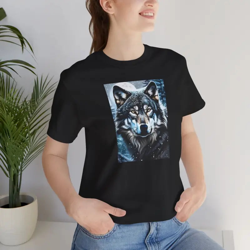 Wolf in Winter Night Jersey Short Sleeve Tee - Unisex - DipaliZ