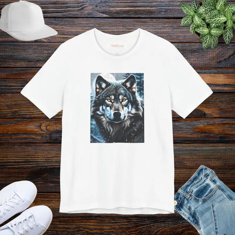 Wolf in Winter Night Jersey Short Sleeve Tee - Unisex - DipaliZ
