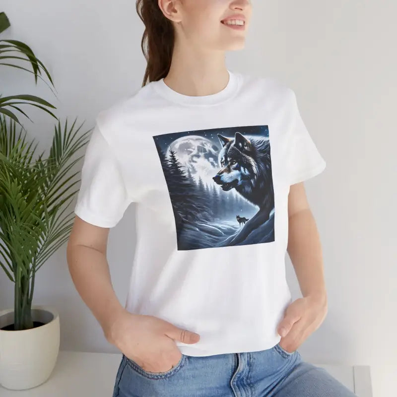 Wolf Moon Unisex Jersey Short Sleeve Tee - Winter Night - DipaliZ