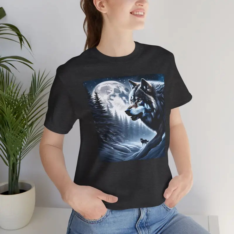 Wolf Moon Unisex Jersey Short Sleeve Tee - Winter Night - DipaliZ