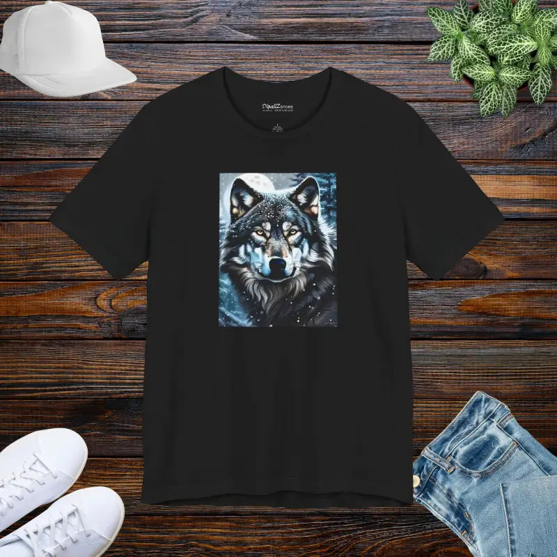 Wolf in Winter Night Jersey Short Sleeve Tee - Unisex - DipaliZ