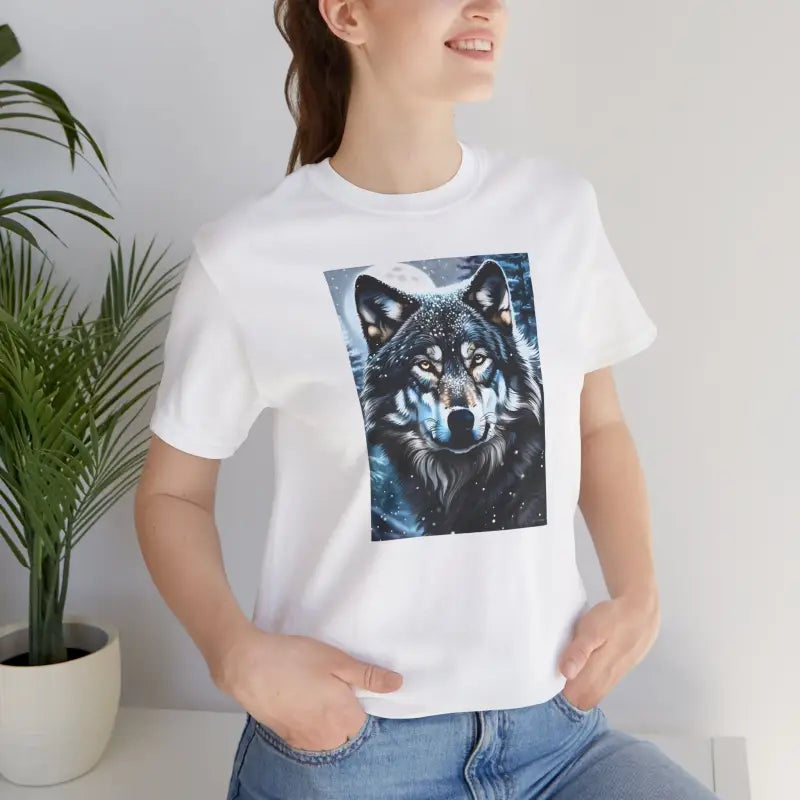 Wolf in Winter Night Jersey Short Sleeve Tee - Unisex - DipaliZ