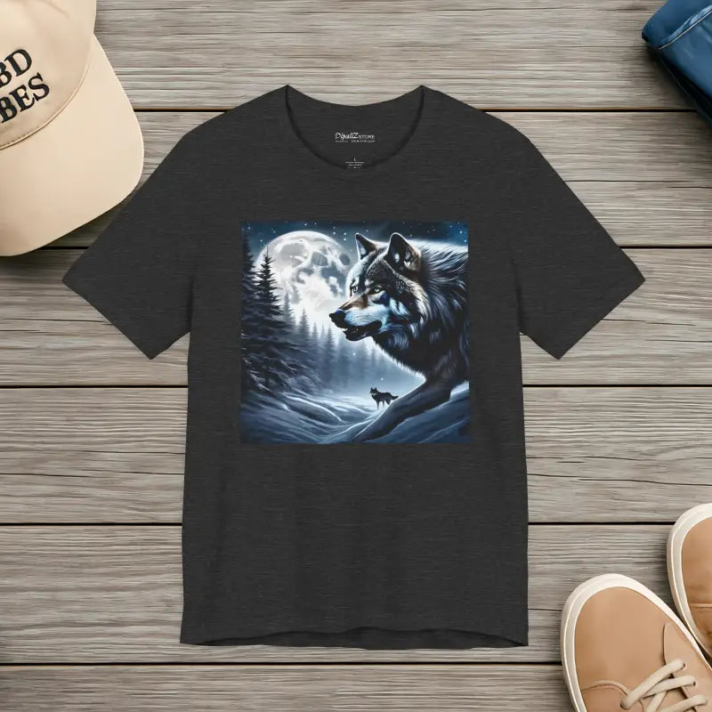 Wolf Moon Unisex Jersey Short Sleeve Tee - Winter Night - DipaliZ