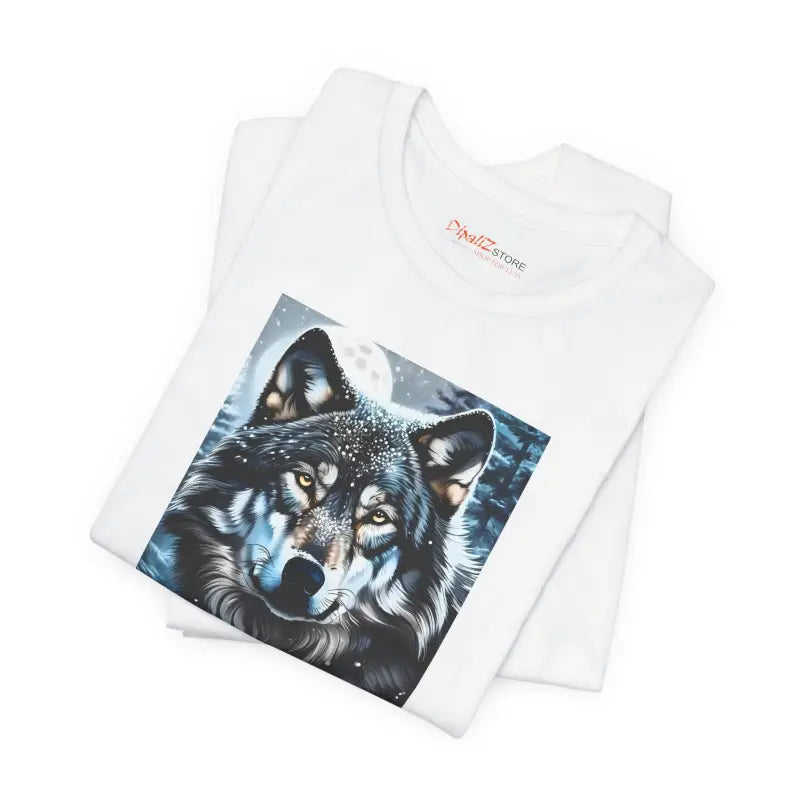 Wolf in Winter Night Jersey Short Sleeve Tee - Unisex - DipaliZ