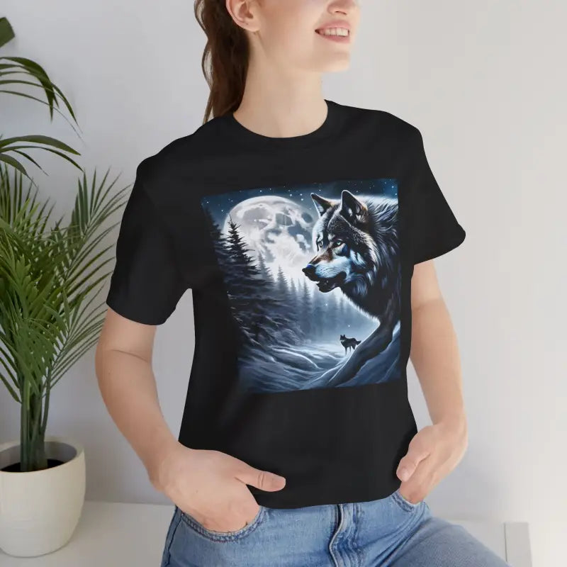 Wolf Moon Unisex Jersey Short Sleeve Tee - Winter Night - DipaliZ