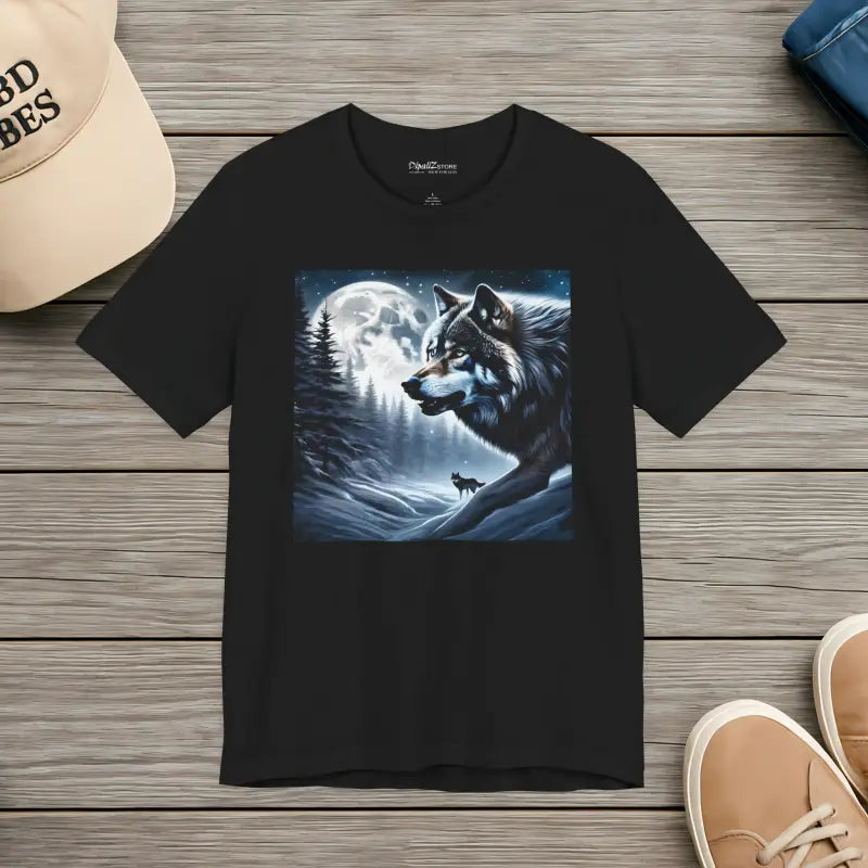 Wolf Moon Unisex Jersey Short Sleeve Tee - Winter Night - DipaliZ