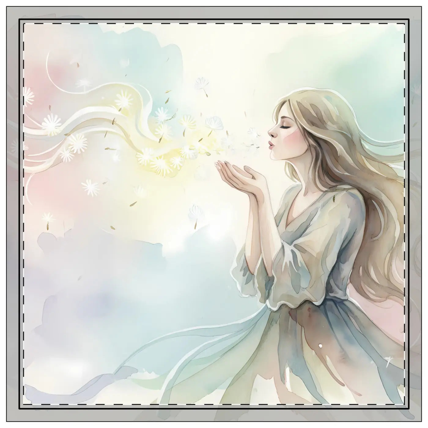 A woman with dandelions, Napkins, 4-set