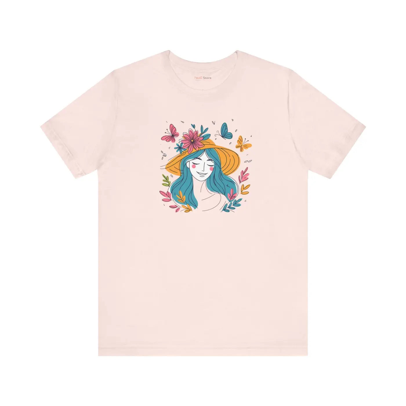 Flower Hat and Butterflies Unisex Jersey Short Sleeve Tee - DipaliZ