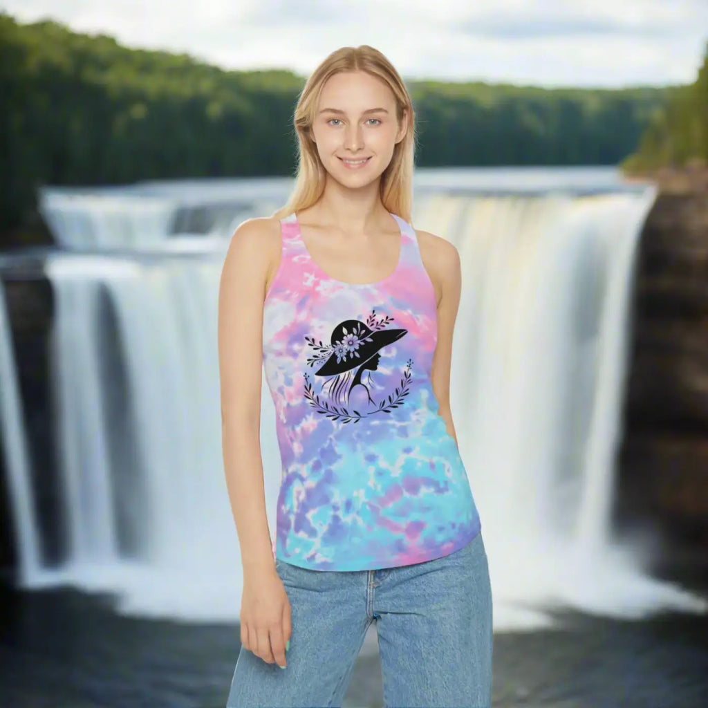 Women's Tie Dye Racerback Tank Top - Bold Patterns - DipaliZ
